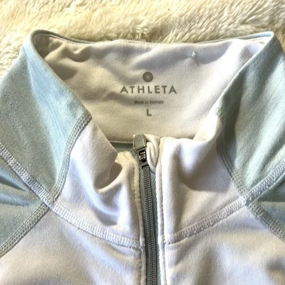 Athleta Half Zip, White/Gray, Size L - Picture 3 of 5